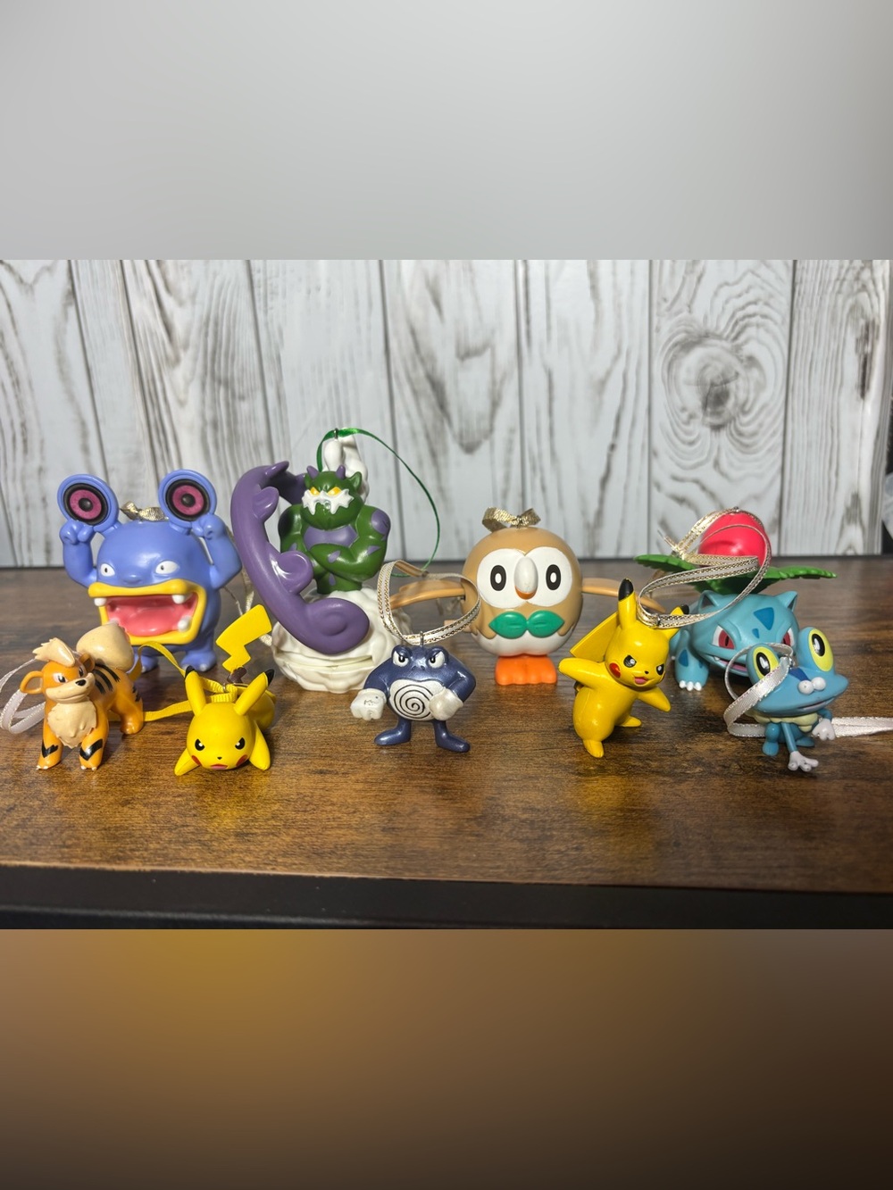Pokemon Christmas Ornament Set  Upcycled Pikachu Froakie Growlithe  Bulbasaur
